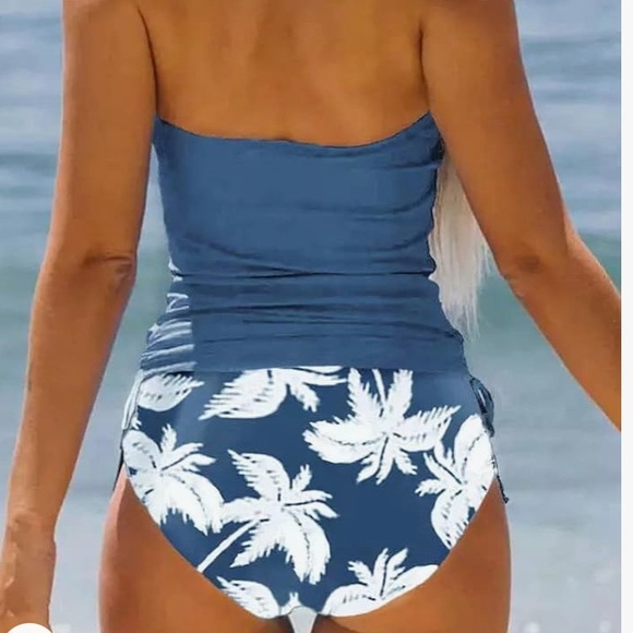2-Piece Tankini Set Print Set Swim Bathing Suit Coconut Tree Swimwear - Picture 3 of 3